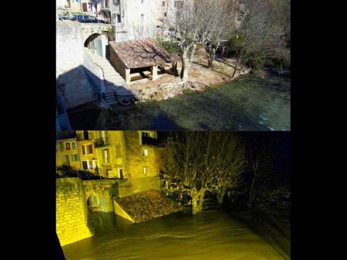 Grosse inondation de l'Argens à Correns.