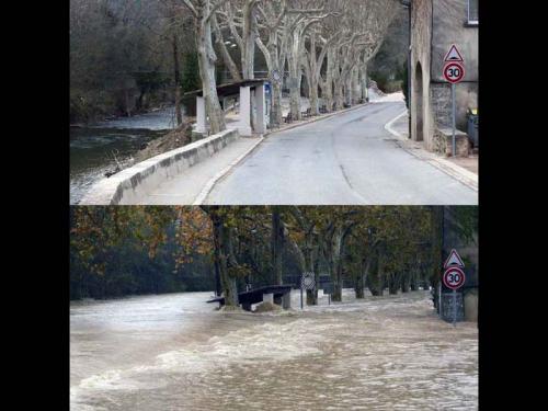 Grosse inondation de l'Argens à Correns.